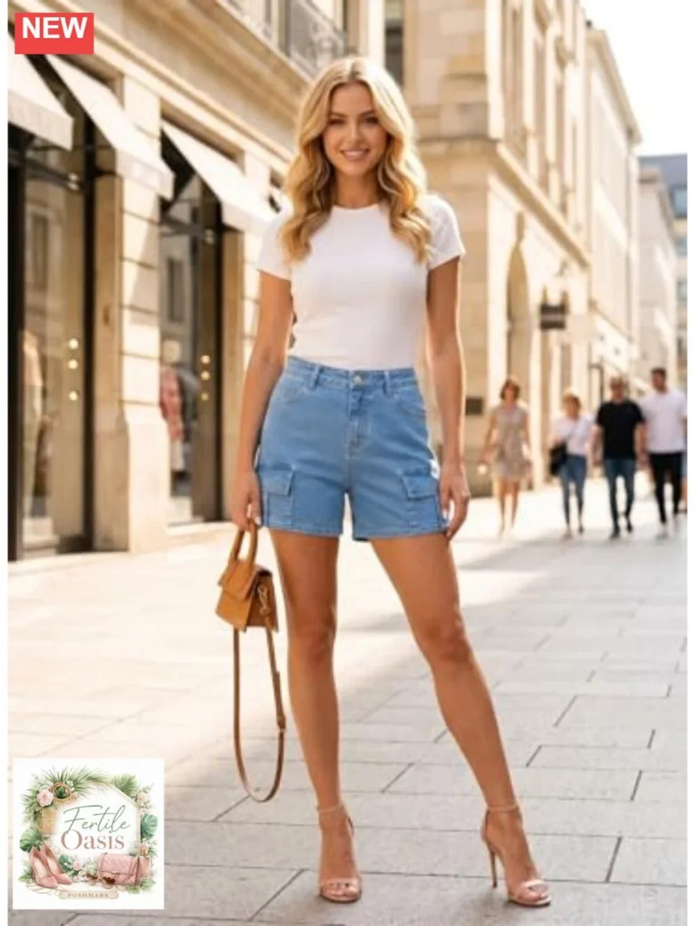 Women's High Waisted Stretchy Jean Shorts Denim with Pockets